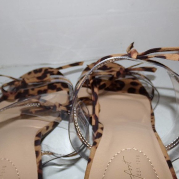 LADIES COMFORT SANDALS LEOPARD DESIGN WITH TIES BLACK BROWN SIZE 10M NWOT - Picture 7 of 8